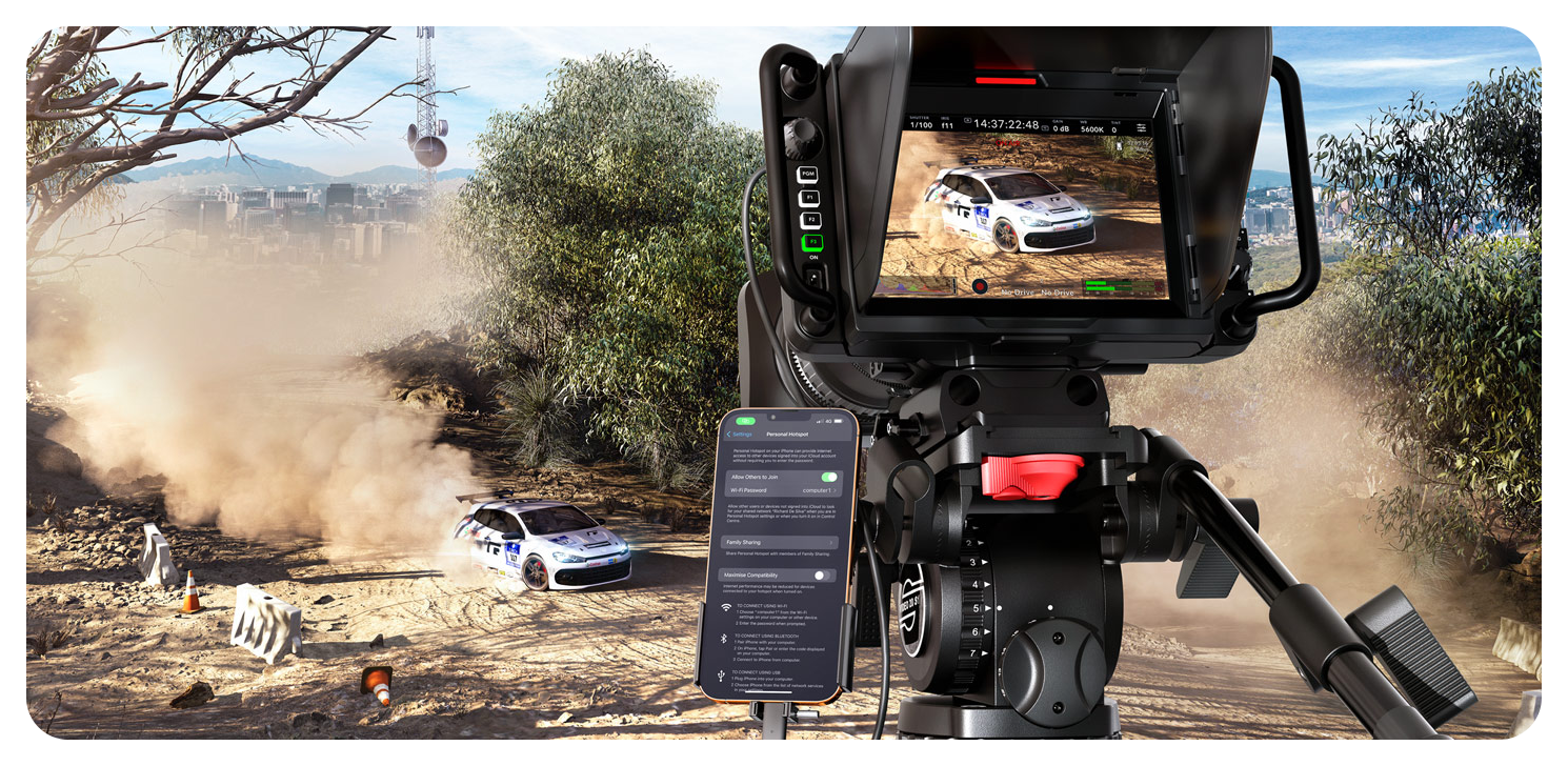 atem television studio hd remotely connected to a camera filming a rally race